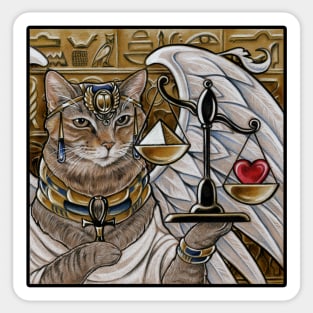 Egyptian Cat With Scale - Black Outlined Design Sticker